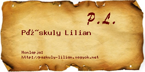 Páskuly Lilian névjegykártya